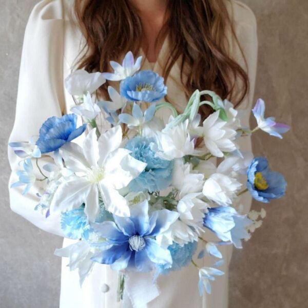 ブルー ウェディング ブーケ アーティフィシャルフラワー 結婚式 造花