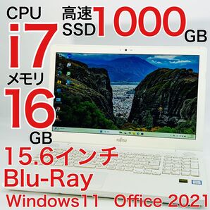 Corei7 16GB SSD1TB Windows11 ノートパソコン オフィス付き 15.6インチ Blu-ray