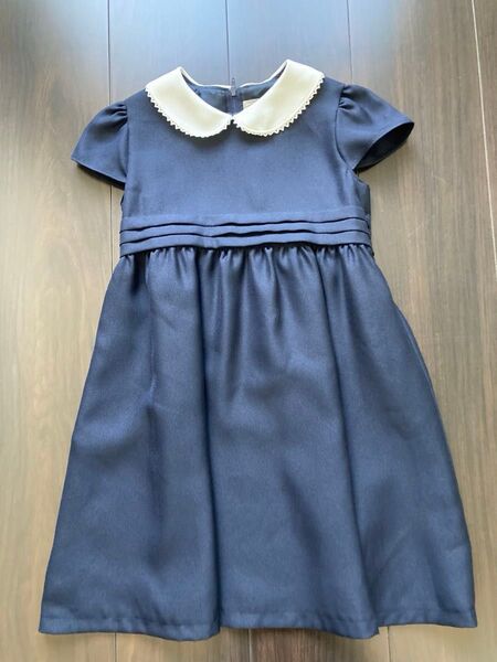 ワンピース 濃紺 白襟 120 ArtLetter アートレター 女の子 発表会 結婚式 フォーマル