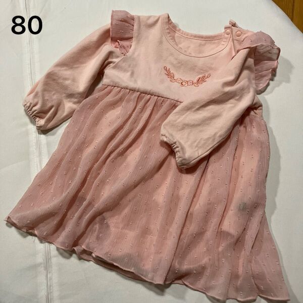 長袖ワンピース ロンパース ピンク 80サイズ ベビー服 女の子