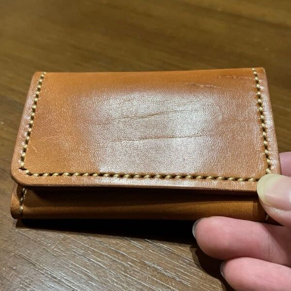 名刺入れ ミニ財布 ウォレット カードケース カード入れ 栃木レザー ヌメ革 牛革 レザークラフト レザー 牛本革 ハンドメイド