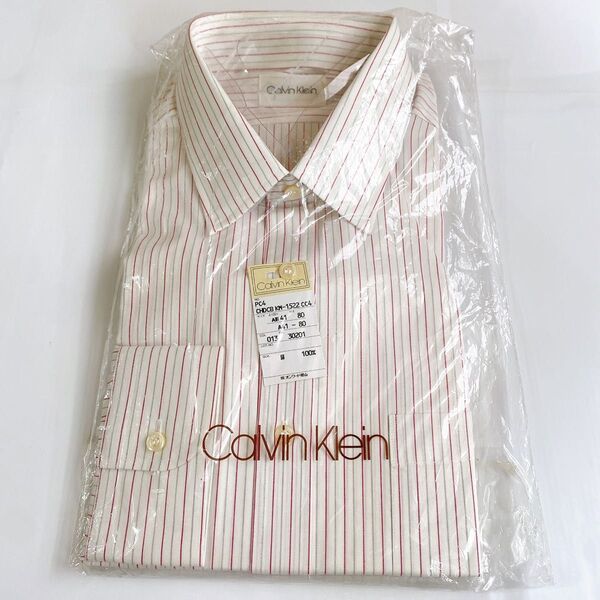 41-80 長袖 カルバンクライン メンズワイシャツ ドレスシャツ ストライプ ドレスシャツ