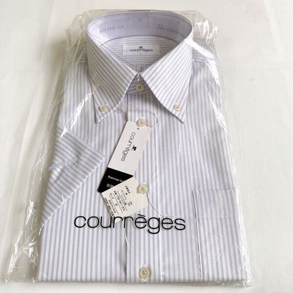 39-半袖 Courreges メンズワイシャツ ドレスシャツ ストライプ シャツドレスシャツ