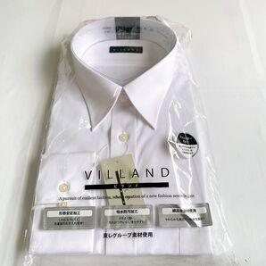 45-86 長袖 メンズワイシャツ ドレスシャツ ホワイト無地 形態安定加工 アジャスターボタンドレスシャツ