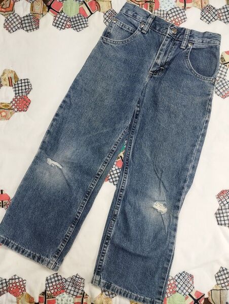男女兼用★LEE ダメージ加工のデニムパンツ ブルー系 110〜120cm