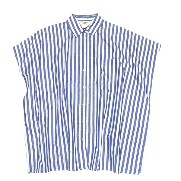 極美品 WEEKEND MaxMara 綿 麻 ストライプシャツ ボックス リネン マックスマーラウィークエンド キレイめ 細見え