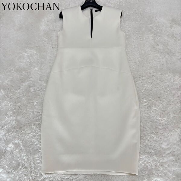 20年 YOKOCHAN ヨーコチャン スリットネック ノースリーブワンピース 36 コクーンシルエット