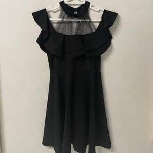 新品 チュール レース ワンピース ビジュー ドレス ブラック 黒