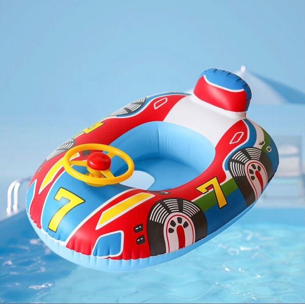 キッズ 浮き輪 車 ハンドル付き 足入れ 海 プール 夏 旅行 川遊び ベビーボート 足入れ浮き輪