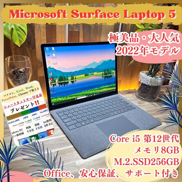 \\極美品/ Surface Laptop 5 プラチナ Core i5 第12世代 メモリ8GB SSD256GB ノートパソコン