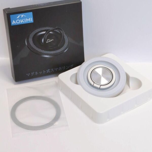 スマホリング マグネット式 MagSafe スマホスタンド 360°回転 白 スマホリング 超強力 マグネット式 リング