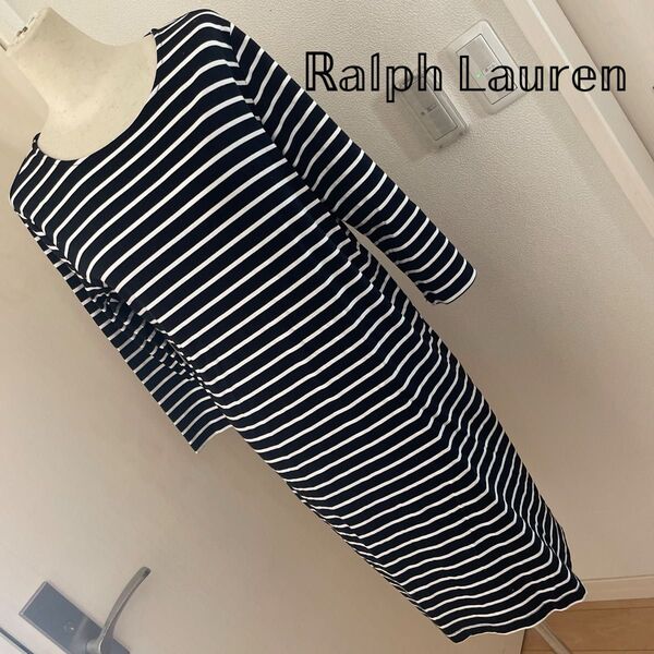 Ralph Lauren ボーダー柄ワンピース 七分袖 美品 ラルフローレン
