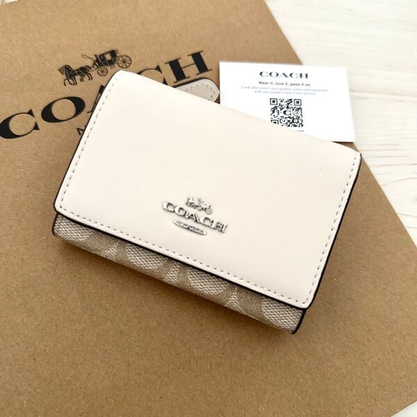 新品 COACH コーチ 財布 折り財布 3つ折り財布 ホワイト