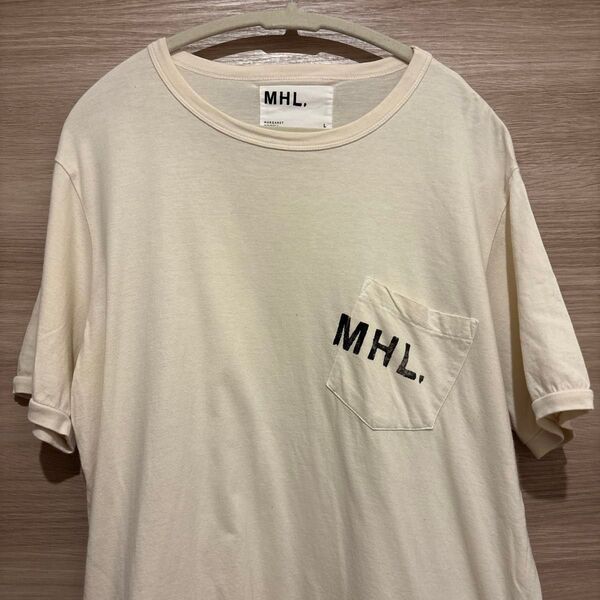 MHL. Tシャツ Lサイズ オフホワイト ポケットロゴ