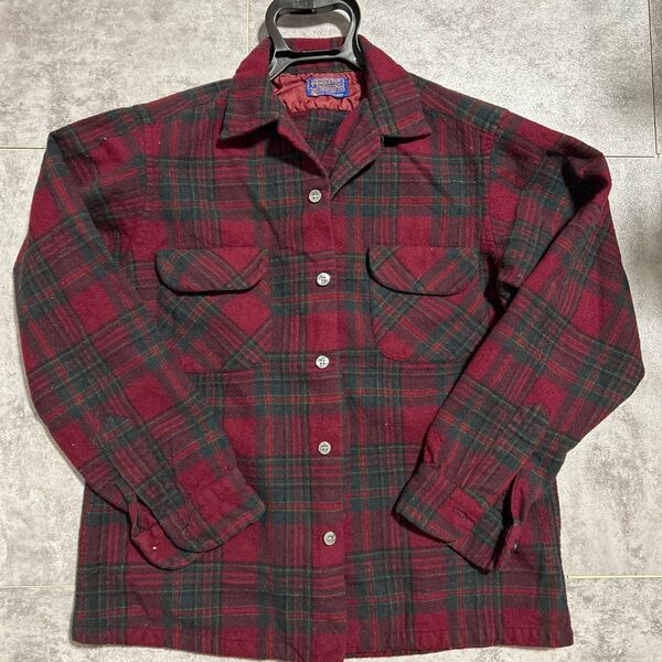60s PENDLETON ウールシャツ チェック柄 レッド 古着 ヴィンテージ