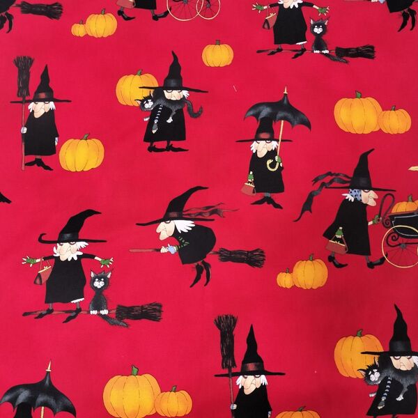 魔女と猫 110×2m ハロウィン シーチング生地 アレキサンダーヘンリー レア