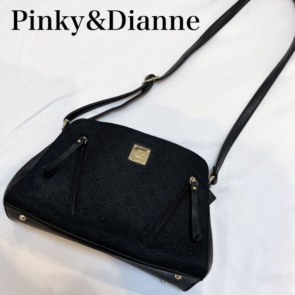 【美品】Pinky&Dianne ピンキー&ダイアン ジャガード 2way バッグ ブラック