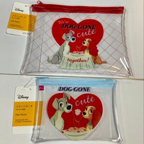 【2個セット】ディズニー わんわん物語 フラットポーチ クリアポーチ 未使用