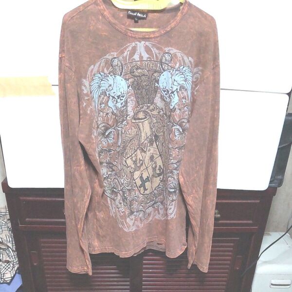 MADEINアメリカ 長袖Tシャツ メンズ Lサイズ ブラウン 古着超レア未使用品