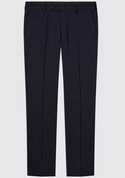 【ファッションクーポン200円オフ】【新品未使用】ユニクロ UNIQLO 感動パンツ ウールライク ネイビー 79×76