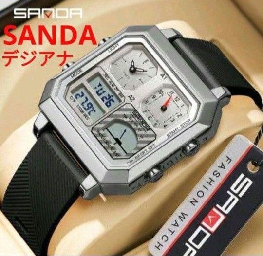 ★■ 新品 SANDA メンズ 腕時計 デジアナ