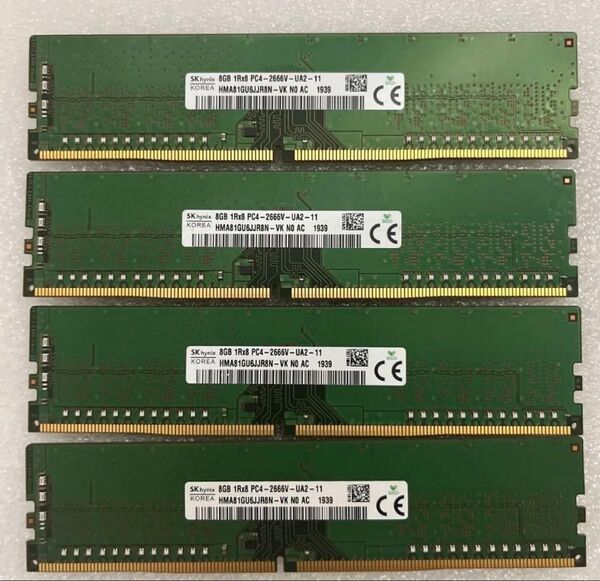 デスクトップ用メモリ4枚 (32GB) 8GBメモリ 1Rx8 DDR4 2666V