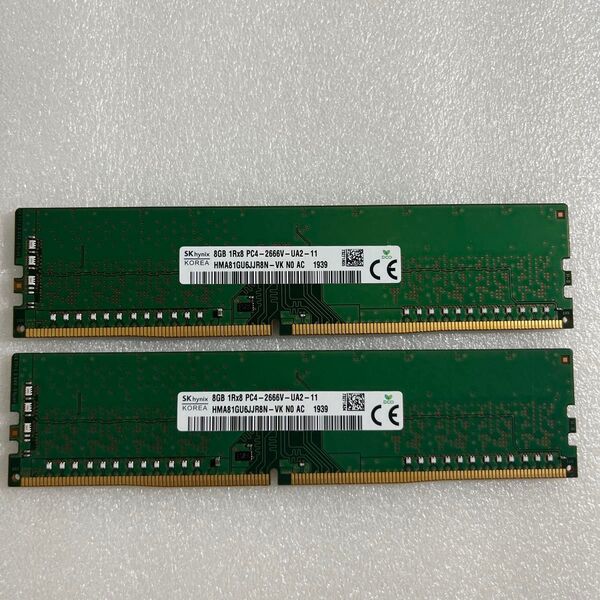 デスクトップ用メモリ2枚 (16GB) 8GBメモリ 1Rx8 DDR4 2666V