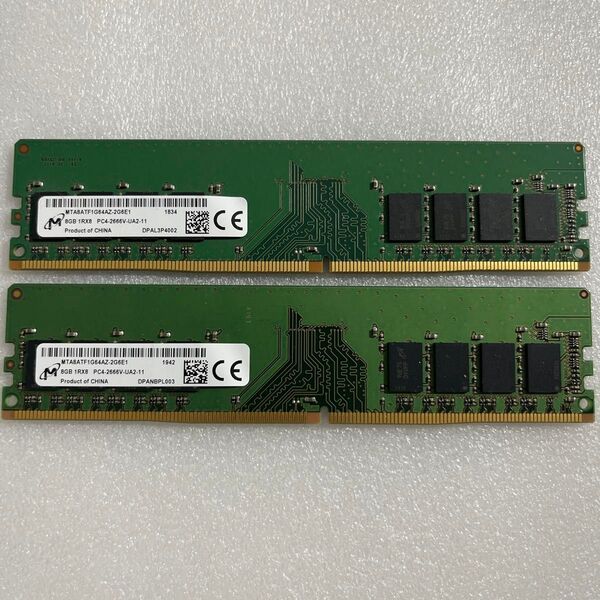 デスクトップ用メモリ2枚 (16GB) 8GBメモリ 1Rx8 DDR4 2666V
