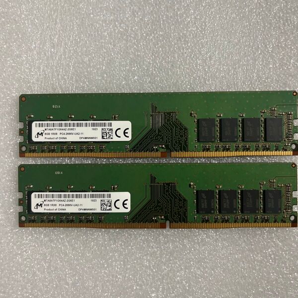 デスクトップ用メモリ2枚 (16GB) 8GBメモリ 1Rx8 DDR4 2666V