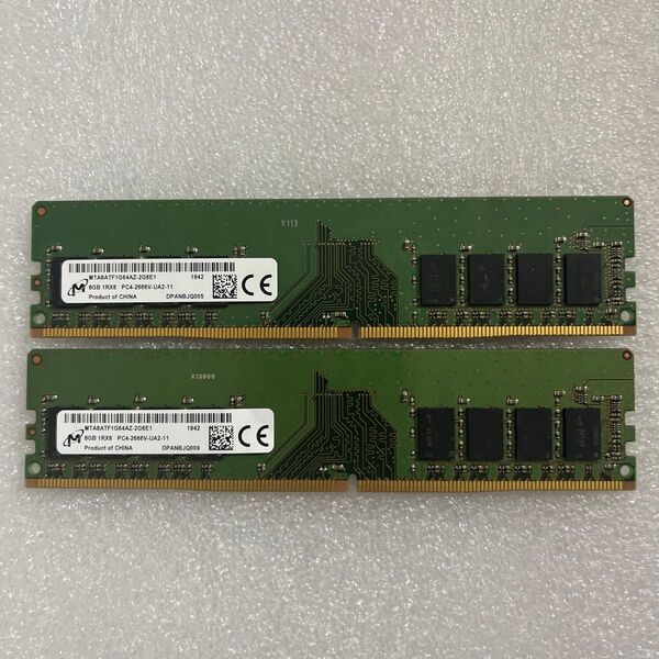 デスクトップ用メモリ2枚 (16GB) 8GBメモリ 1Rx8 DDR4 2666V
