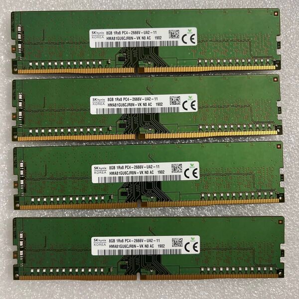 デスクトップ用メモリ4枚 (32GB) 8GBメモリ 1Rx8 DDR4 2666V