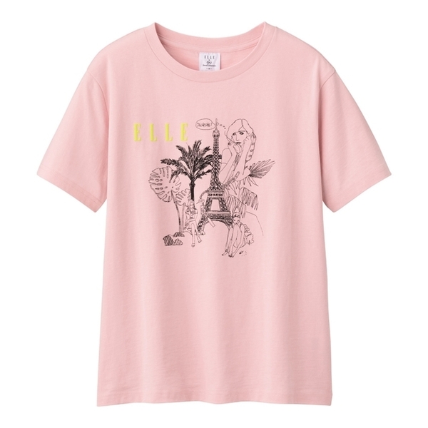 GU　ＥＬＬＥ　コラボＴシャツ　グラフィックT(半袖)　 サイズL　ピンク