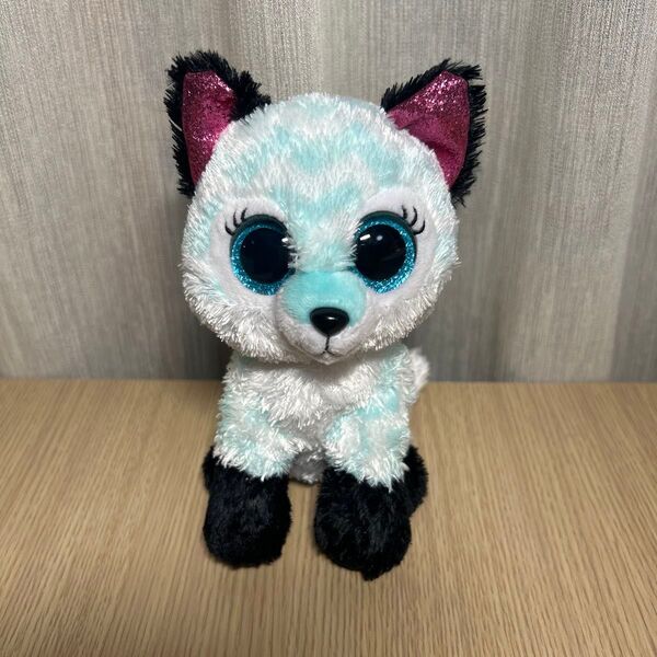 Ty BEANIE BOOS ぬいぐるみ キツネ 水色 白 アトラス かわいい キラキラ 子ども