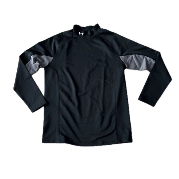 UNDER ARMOUR モックネック長袖アンダシャツ黒×グレー メンズ