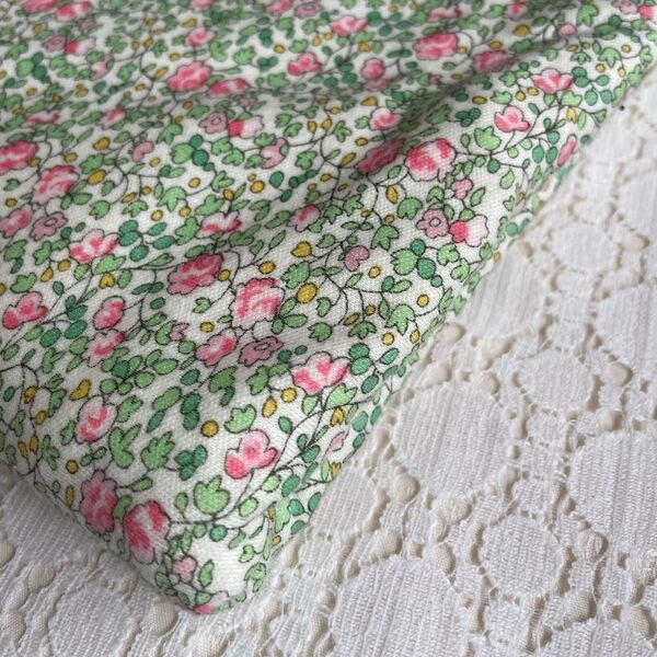 リバティニット生地 エロイーズ 薔薇150×90 ピンクグリーン