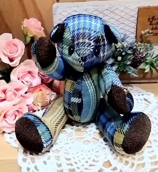 青縞くん こぐま テディベア 手縫いのぬいぐるみ うさぎのくま屋 ハンドメイド