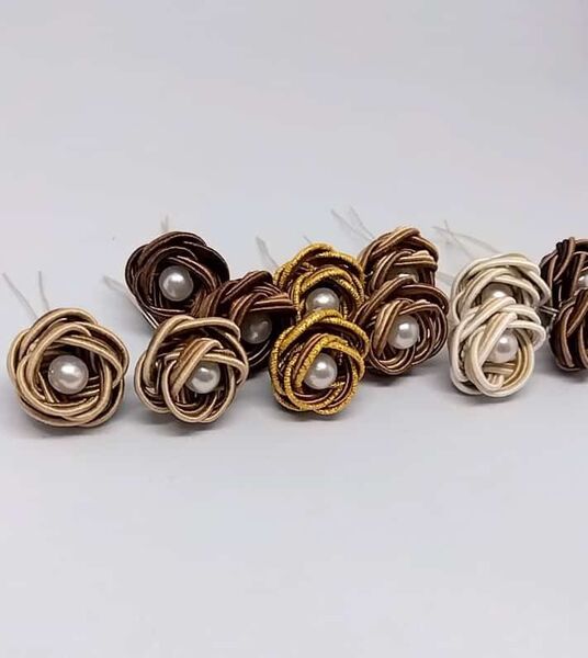 大人かわいい系カメリア2 水引細工 お花 パーツ ハンドメイド 茶系 ブラウン ベージュ