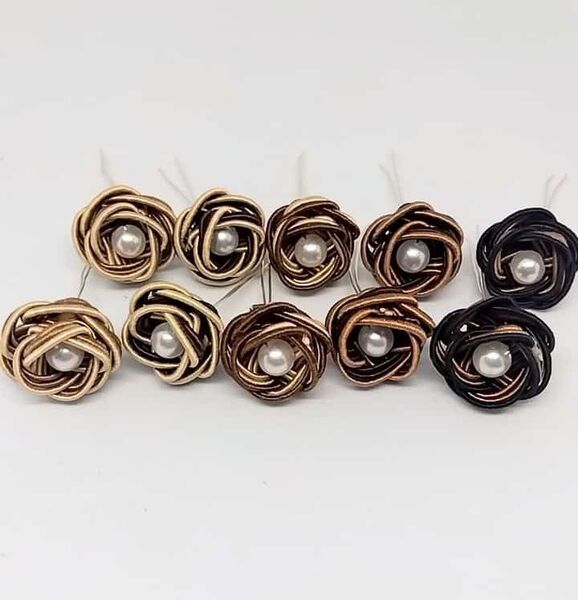 大人かわいい系 水引細工 カメリア お花 パーツ ハンドメイド ベージュ ブラック ブラウン
