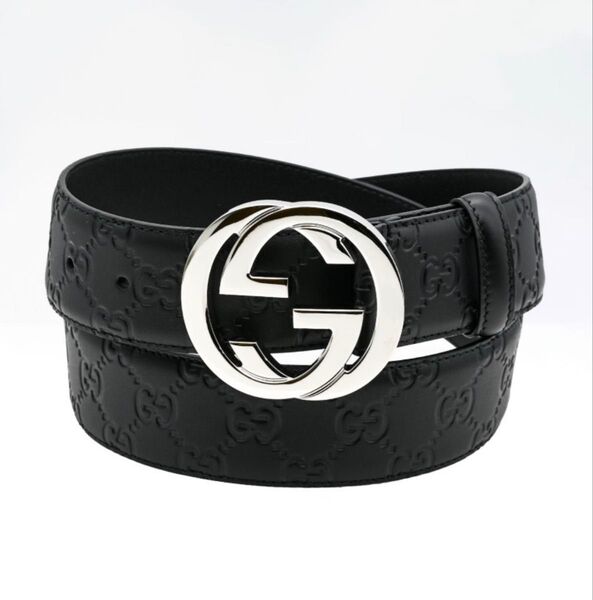 グッチ GUCCI ベルト GGレザー グッチシマ インターロッキングG バックル ブラック 411924 CWC1N 1000