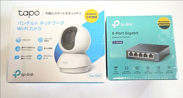 格安セット Tp-link Wi-Fi Webカメラ TAPO C200 + TL-SG105 スイッチングハブ 未使用新品