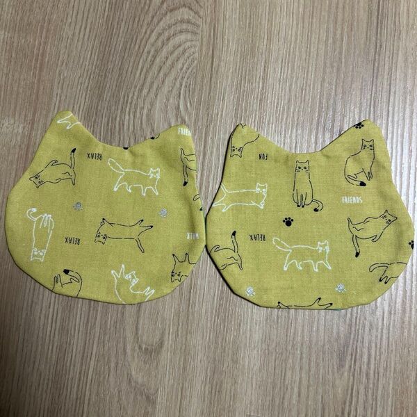 コースター 布製 ハンドメイド 猫 リバーシブル 2枚 キャンセル不可