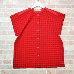  Old Gucci check pattern wool short sleeves shirt red Italy made 46 Gucci GUCCI Vintage 