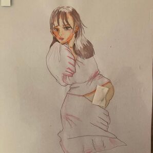 ヌード 局部 生絵 女性 セクシー イラスト エロティック 一枚 手描き 原画