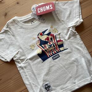 新品 CHUMS ポップコーン キッズTシャツ ホワイト 90-100㎝ 半袖Tシャツ プリント