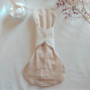 【布ナプキン】無添加コットンフランネルとコットンリネン ピンクベージュ無地 37cm 7層仕立て 1枚
