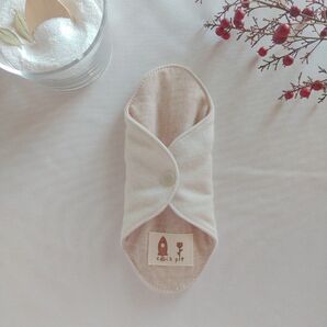 【布ナプキン】無添加コットンフランネルとコットンリネン ピンクベージュ無地 18cm 6層仕立て 1枚