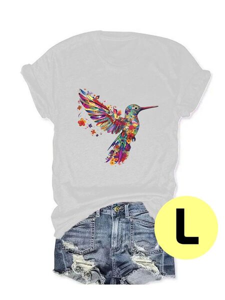 【フェス】1587 ハチドリ ロゴ Tシャツ L ハワイアン フラダンス 水着 おしゃれ