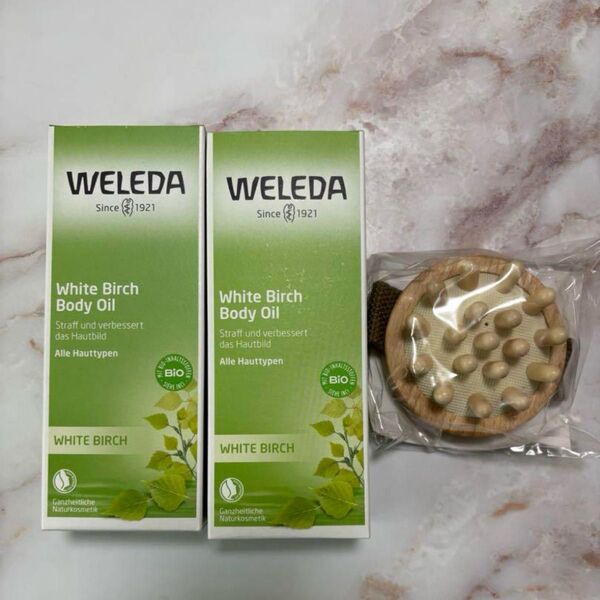 【新品】WELEDA ホワイトバーチボディオイル 100ml 2本 ヴェレダ 小林製薬 ブラシ