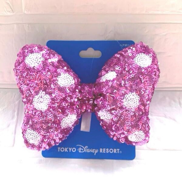 ★商品指定!★東京ディズニーリゾート正規品★ミニー ヘアゴム リボン ピンク スパンコール
