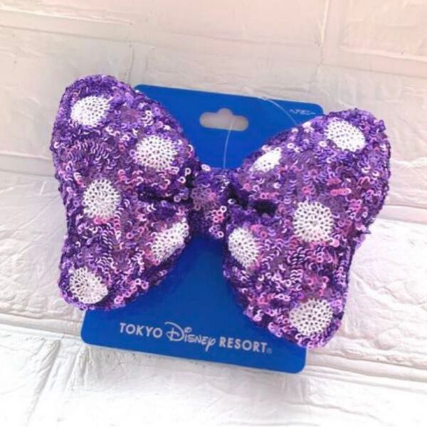 ★商品指定!★東京ディズニーリゾート正規品★ミニー ヘアゴム リボン パープル 紫 スパンコール